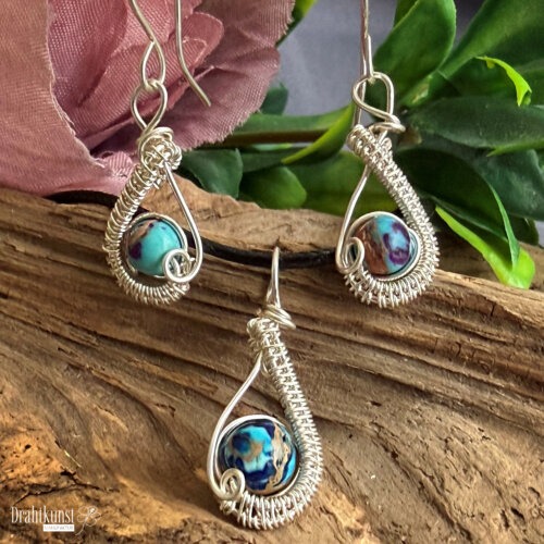 Jaspis Schmuckset 2 blau