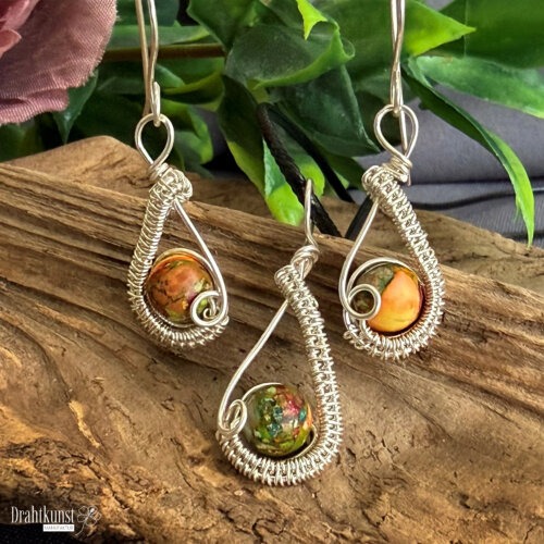 herbstfarbenes Jaspis Schmuckset 7