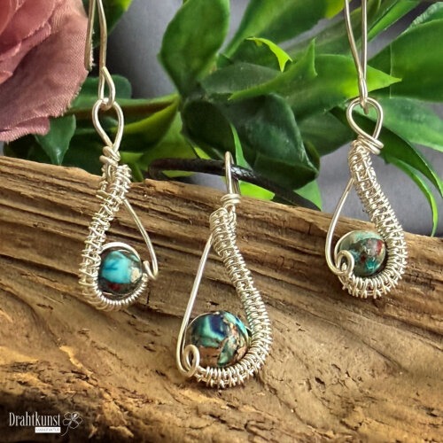 ozeanblaues Jaspis Schmuckset 8